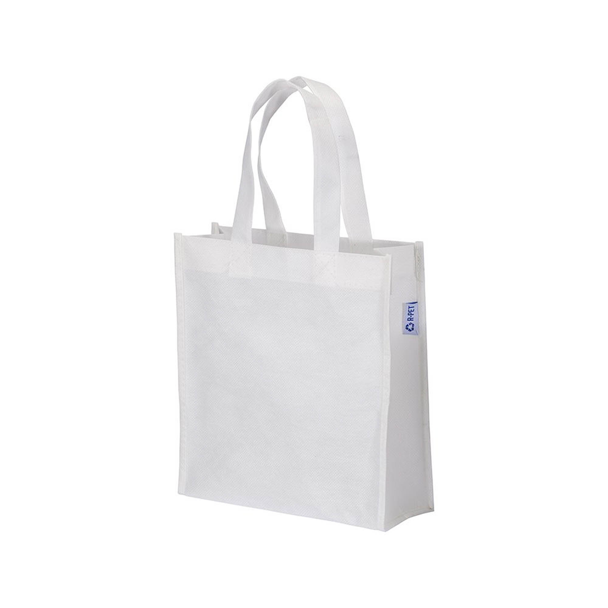 80 g / m2  R-pet mini shopping bag with short handles and gusset White