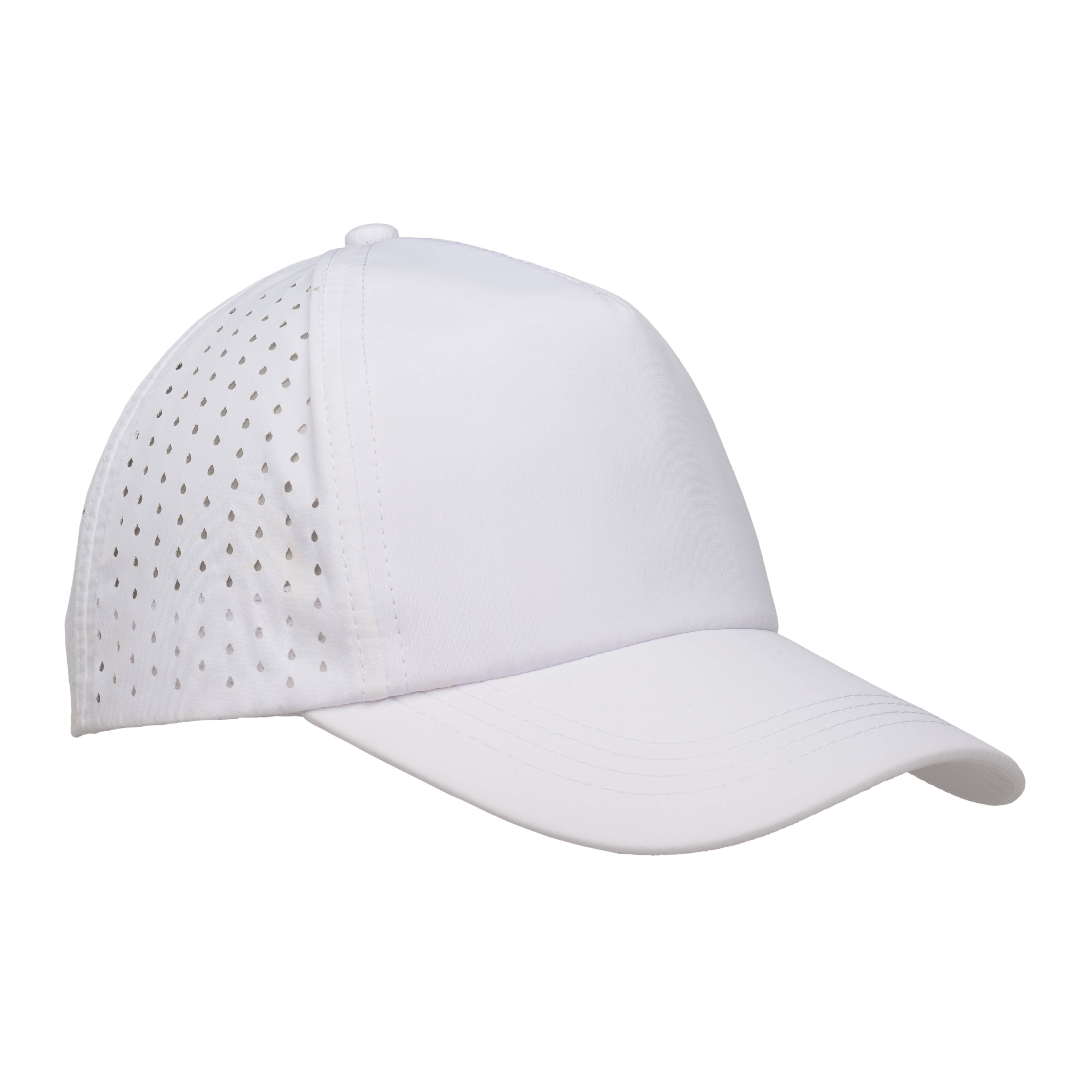 Polyester composite baseball cap, 5 panels White