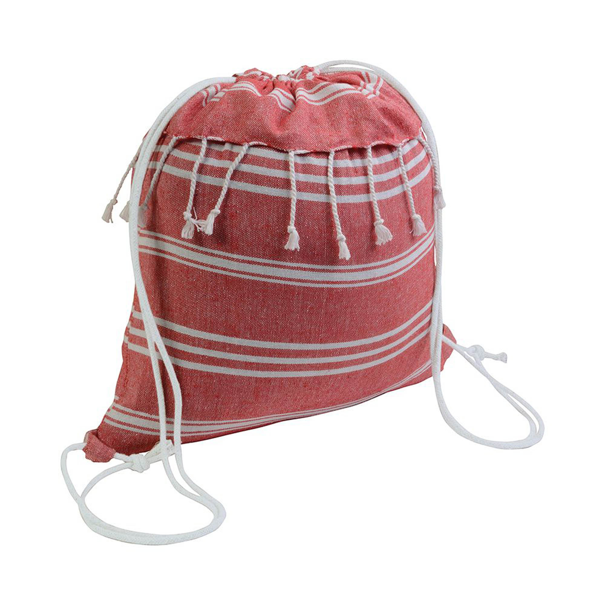 180 g/m2 cotton fouta backpack with drawstring closure Red