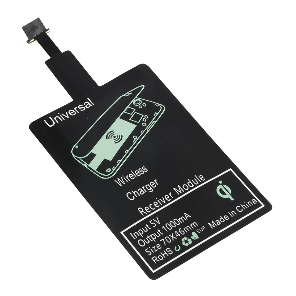 Qi wireless receiver with Micro USB connector Black