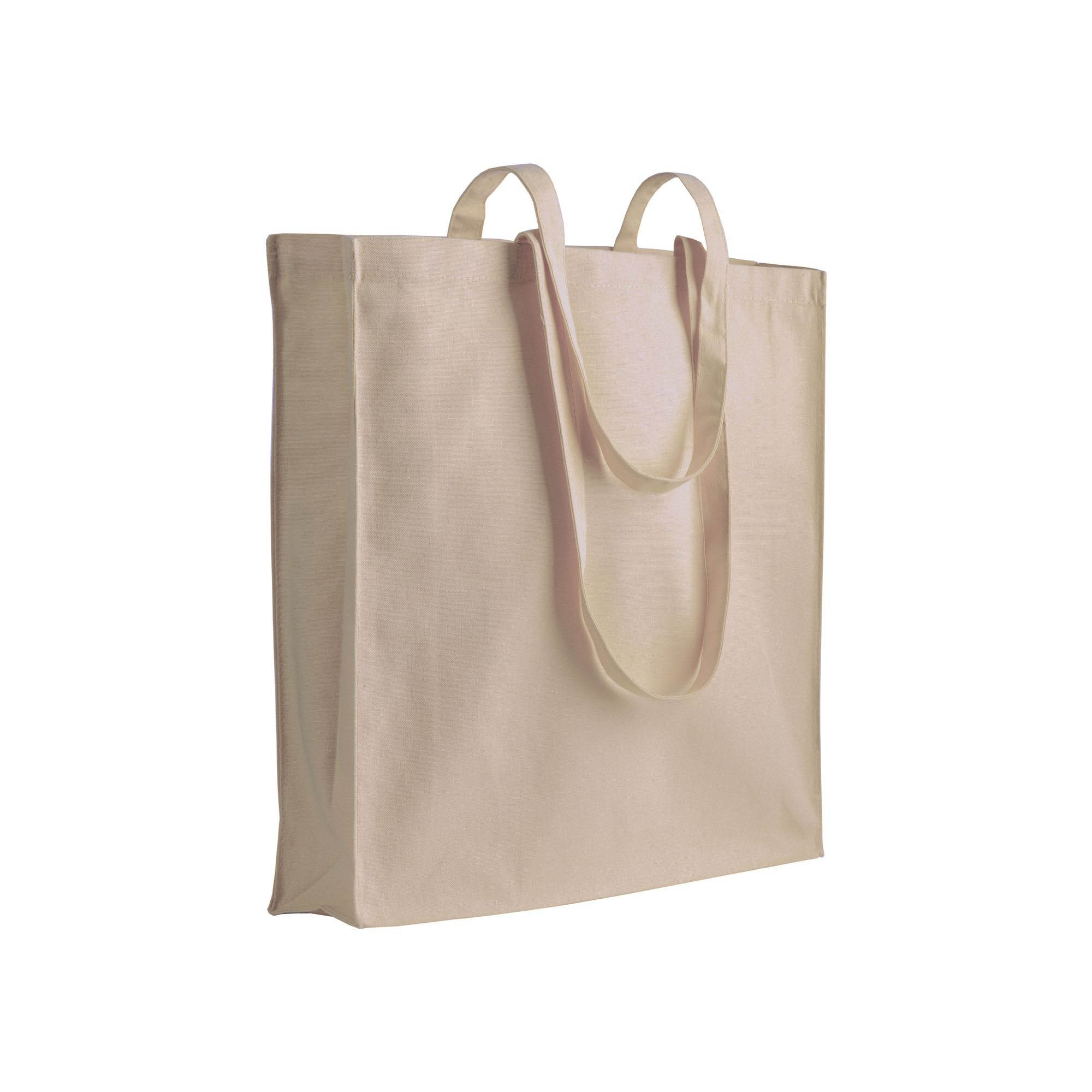 180 g/m2 cotton bag with long handles and gusset Natural