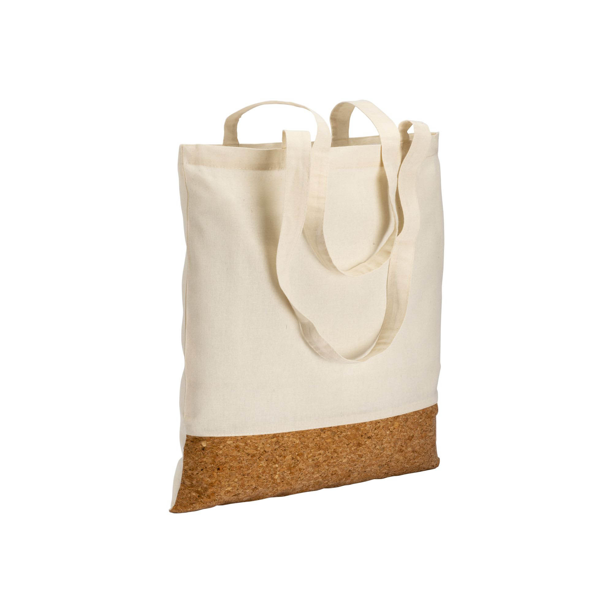135g/m2 cotton shopping bag, cork base, long handles Natural