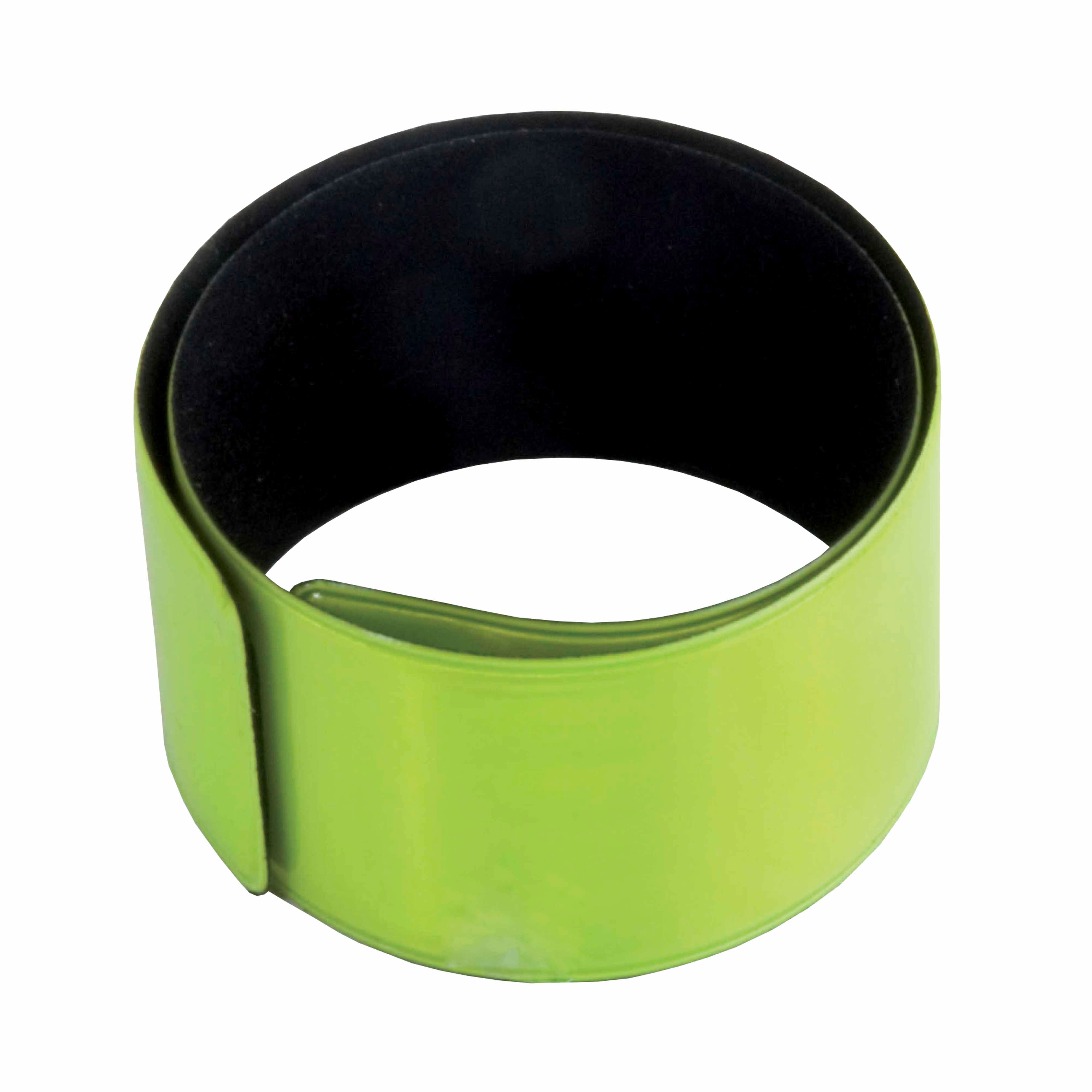 Reflective polyester and PVC slap safety bracelet with steel inner, 30 x 3 cm Yellow