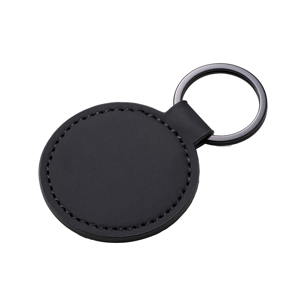 Round key ring made of soft PU. With metal ring Black