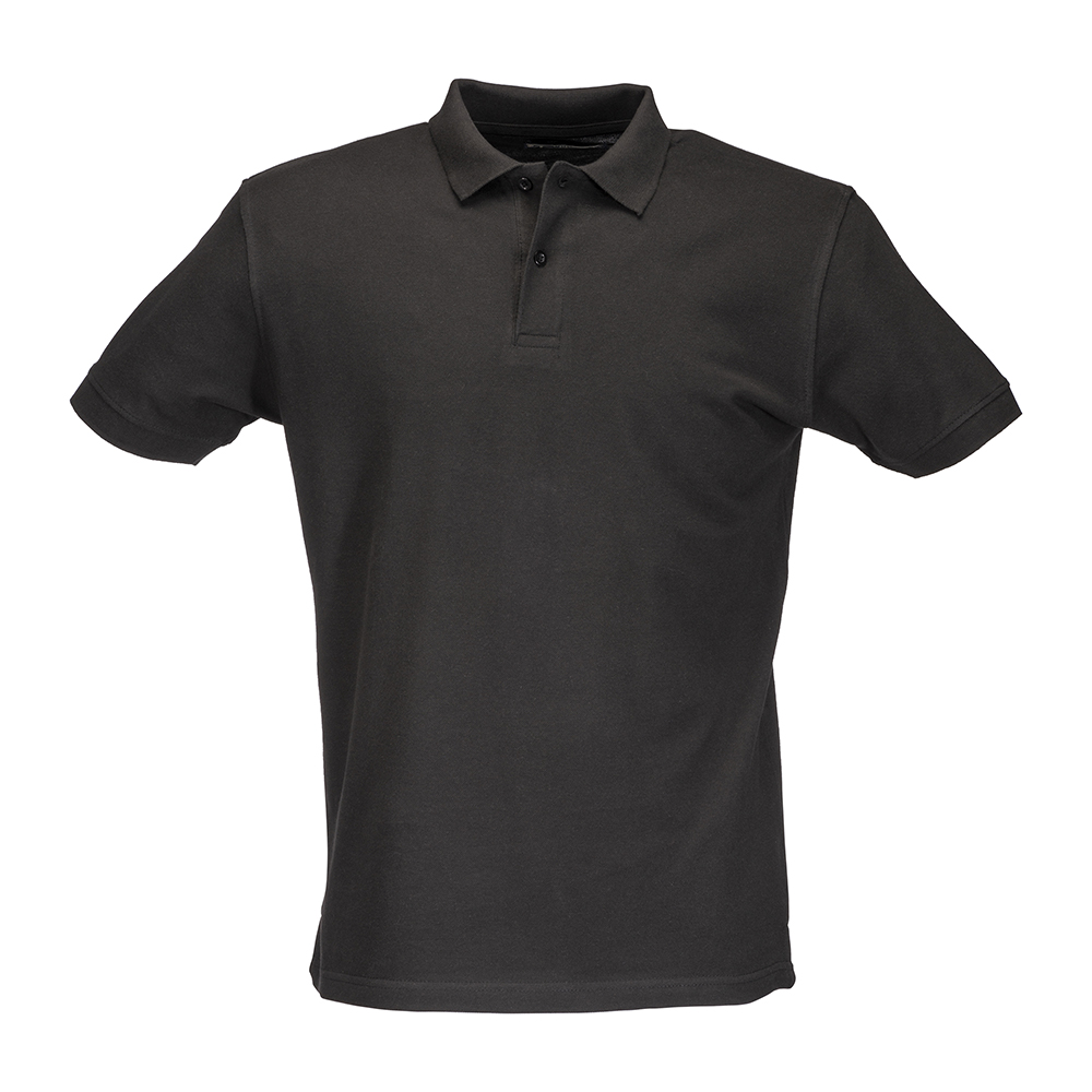 100% piqué cotton (180 g/m2) short-sleeved polo shirt with two-button collar Black XL