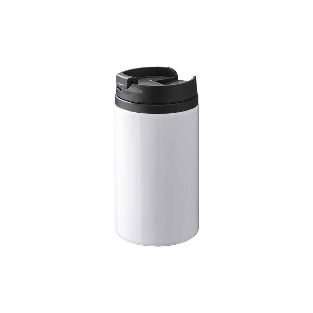 Sublimating metal mug with plastic inner wall, lid and handle White
