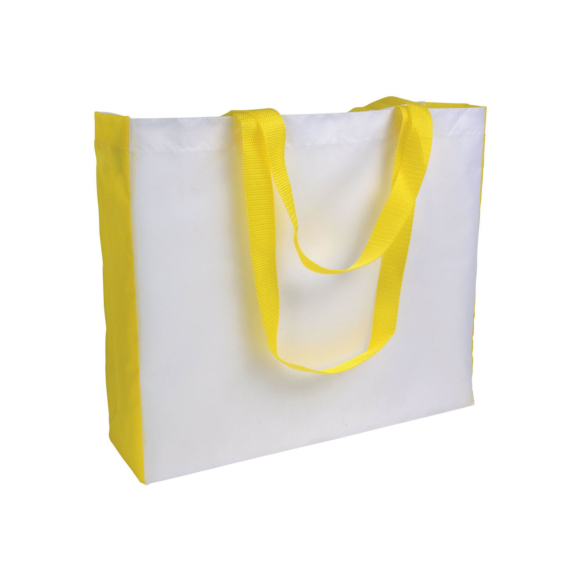Heat-resistant 210D polyester shopping bag with coloured gusset, suitable for sublimation Yellow