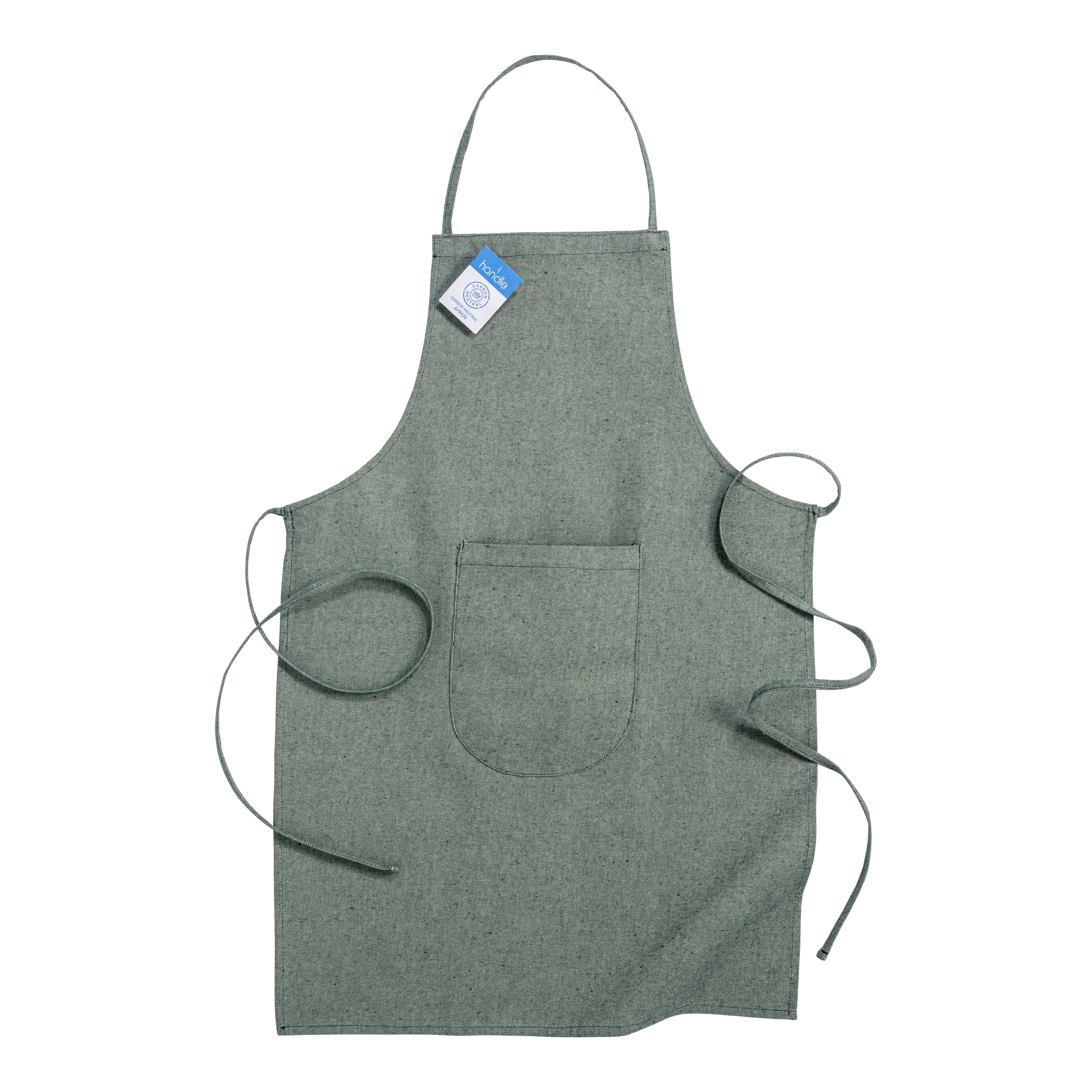 Long kitchen apron in GRS-certified recycled cotton (280 g/m2) Green