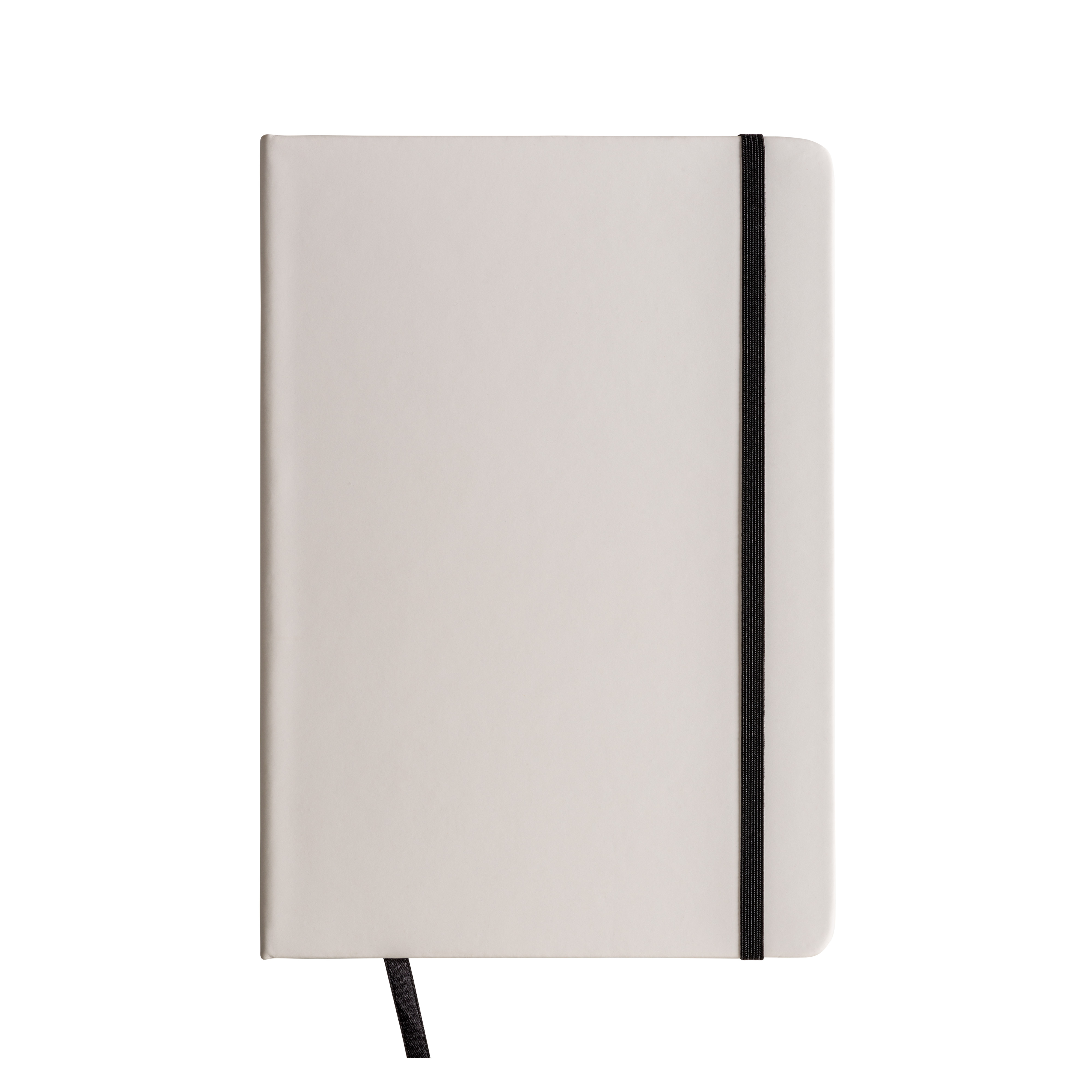 Notebook with coloured elastic, ruled sheets, satin bookmark Black